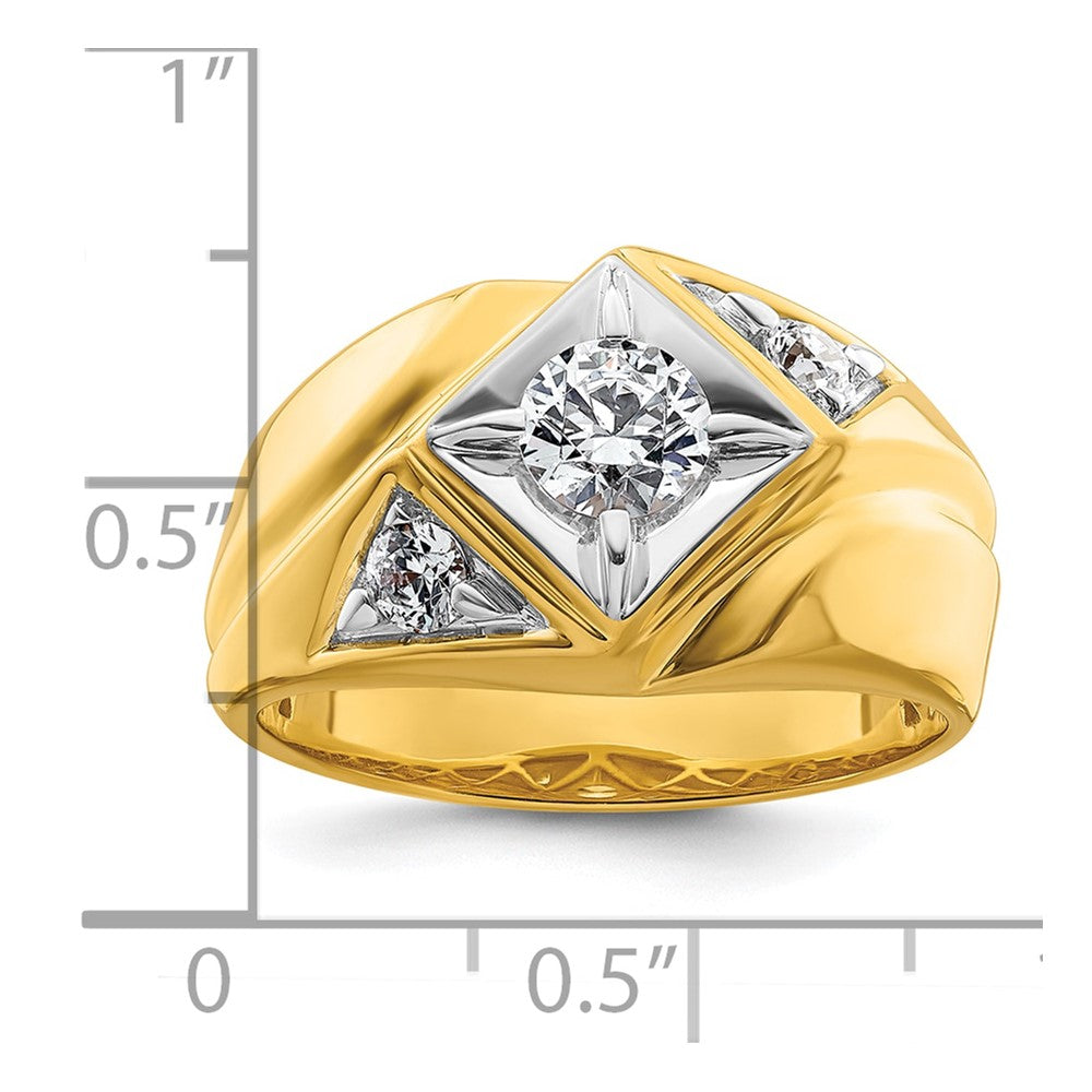 14k Yellow Gold  with White Rhodium 7/8 Ct. Lab Grown Diamond VS/SI+ G+ Complete Polished and Satin Men's Ring