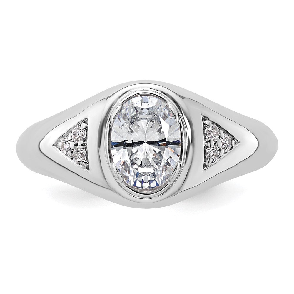 14k White Gold 1/10 Ct. Lab Grown Diamond 1 Ct. Oval Center Men's Ring