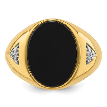 14k Yellow Gold  1/6 Ct. Lab Grown Diamond VS/SI+ G+ and Onyx Complete Men's Ring
