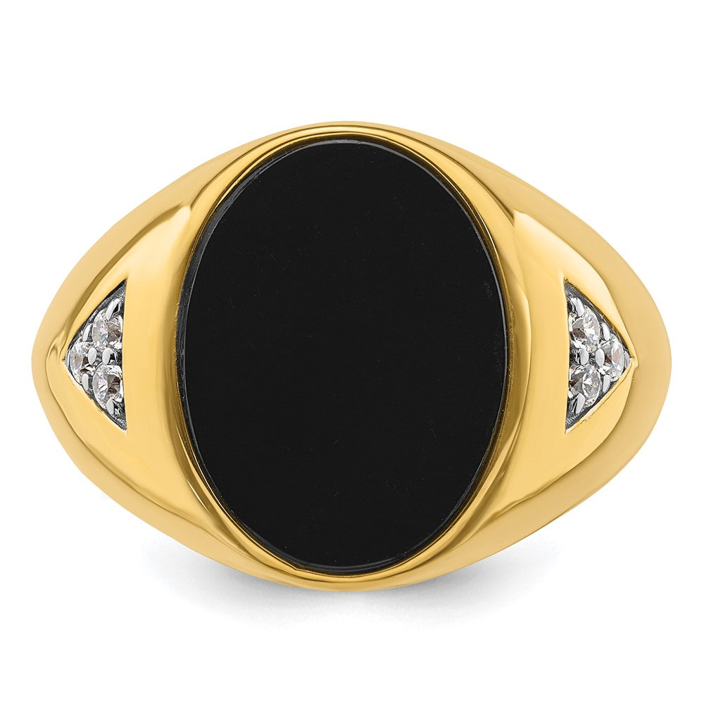10k Yellow Gold 1/6 Ct. Lab Grown Diamond VS/SI+ G+ and Onyx Men's Ring