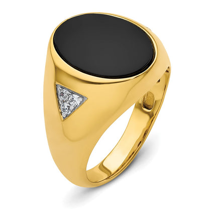 14k Yellow Gold  1/6 Ct. Lab Grown Diamond VS/SI+ G+ and Onyx Complete Men's Ring