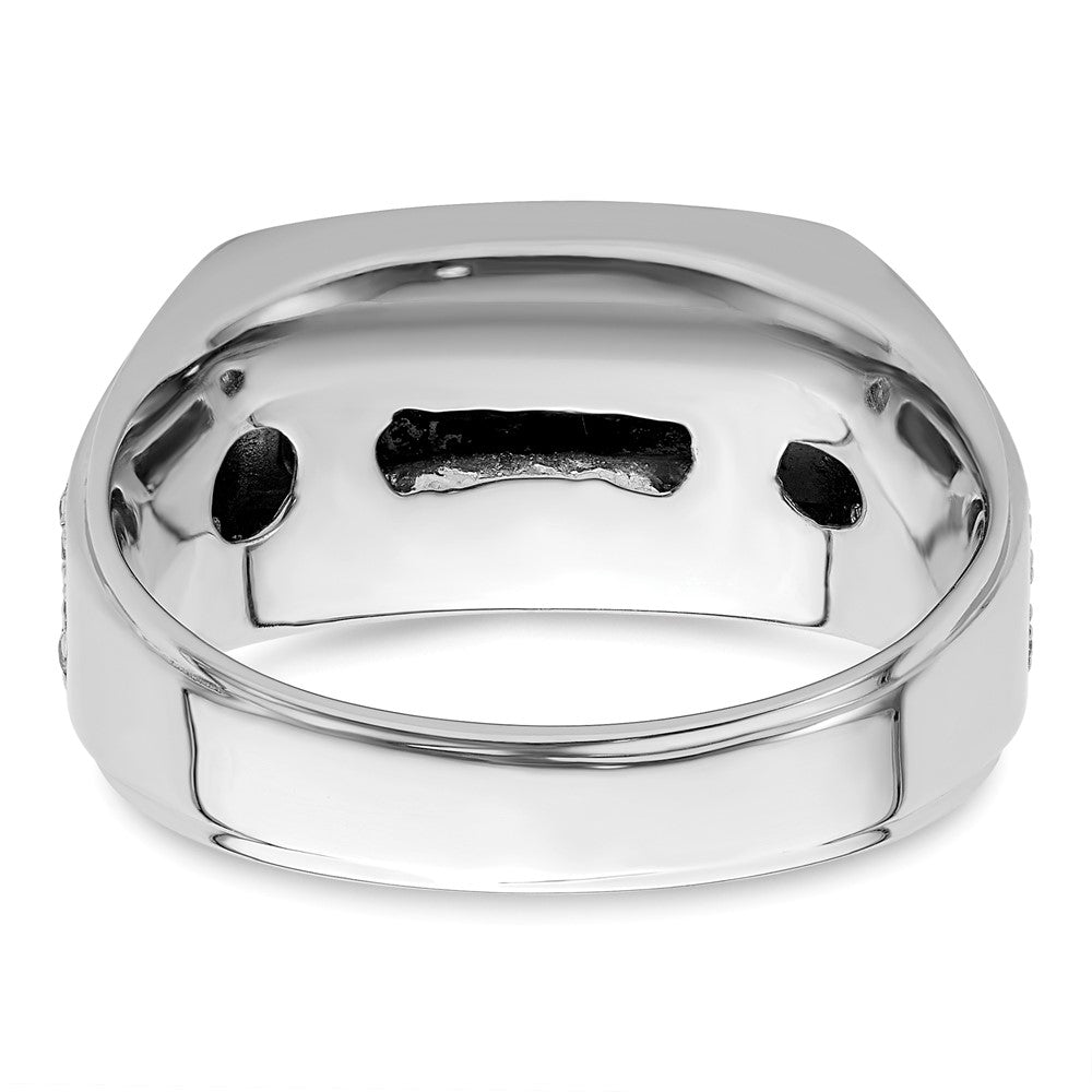 14k White Gold 1 Ct. Lab Grown Diamond VS/SI+ G+ and Onyx Men's Ring