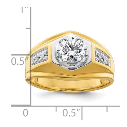 14k Two-tone  Two Tone 1 1/5 Ct. Lab Grown Diamond VS/SI+ G+ Complete Polished Men's Ring