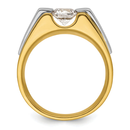 14k Two-Tone 1 Ct. Lab Grown Diamond VS/SI+ G+ Polished and Satin Men's Ring