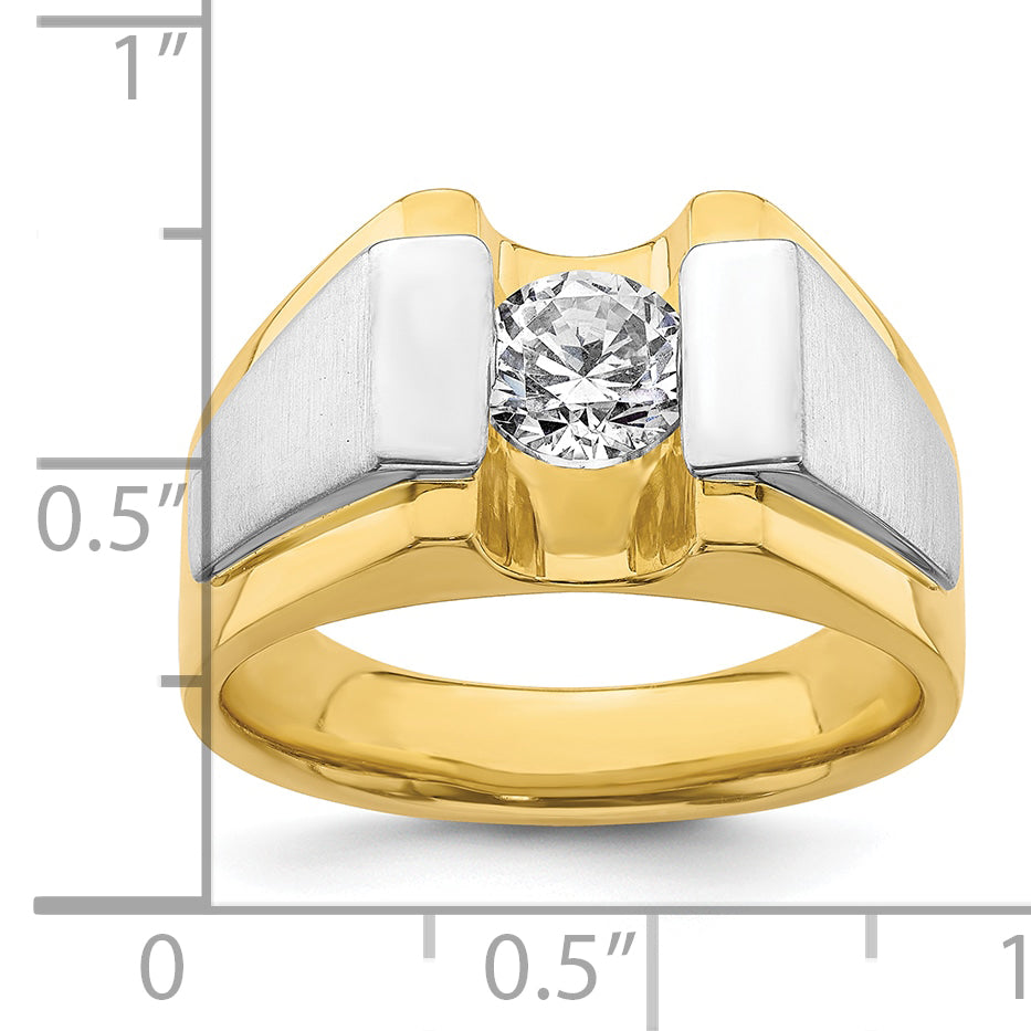 14k Two-Tone 1 Ct. Lab Grown Diamond VS/SI+ G+ Polished and Satin Men's Ring