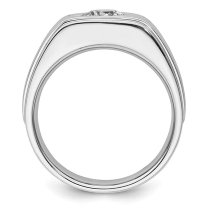 14k White Gold with Black Rhodium 1 Ct. Lab Grown Diamond VS/SI+ G+ Complete Satin Men's Ring