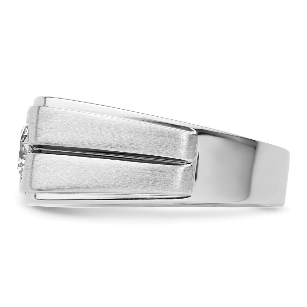 14k White Gold with Black Rhodium 1 Ct. Lab Grown Diamond VS/SI+ G+ Complete Satin Men's Ring