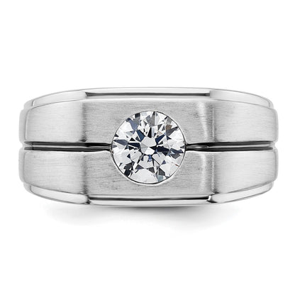 14k White Gold with Black Rhodium 1 Ct. Lab Grown Diamond VS/SI+ G+ Complete Satin Men's Ring