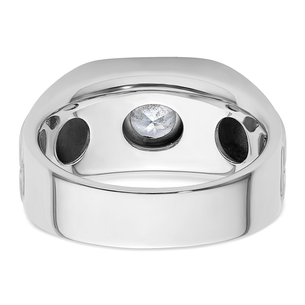 14k White Gold with Black Rhodium 1 Ct. Lab Grown Diamond VS/SI+ G+ Complete Satin Men's Ring