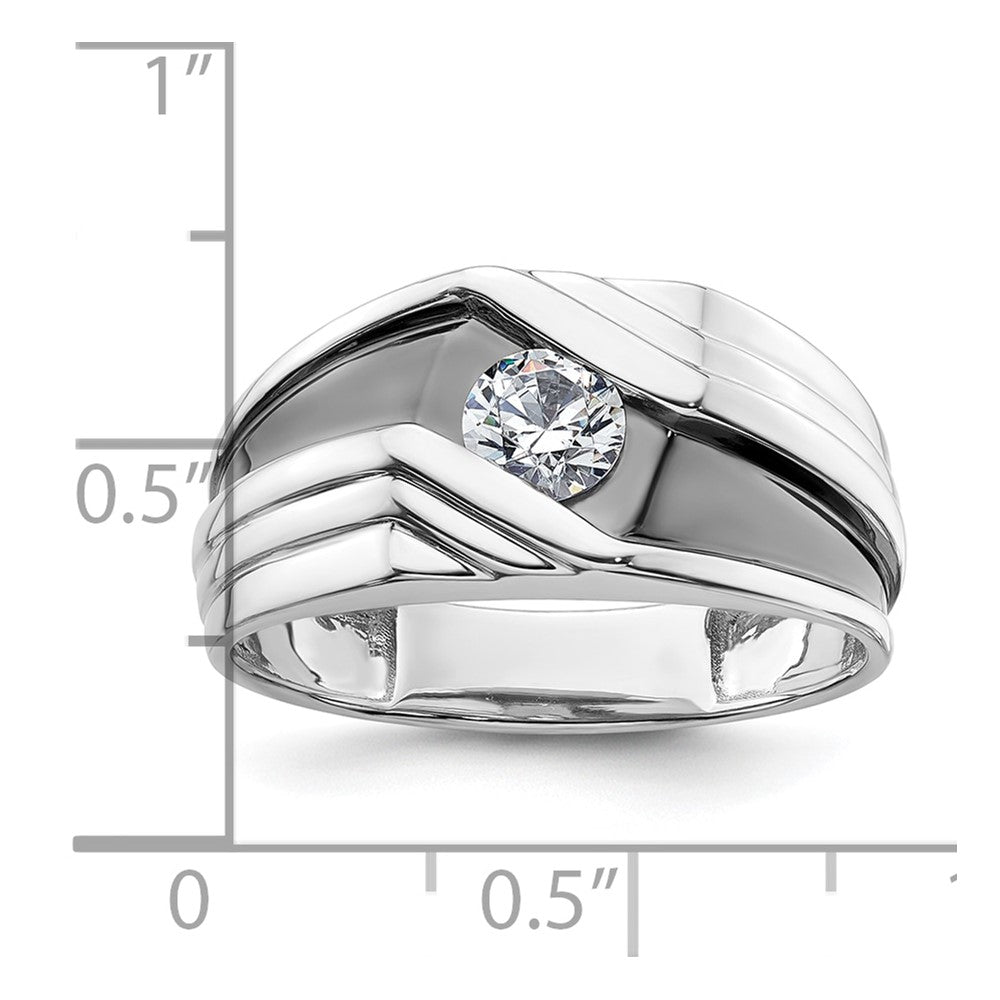 14k White Gold with Black Rhodium 3/8 Ct. Lab Grown Diamond VS/SI+ G+ Satin Men's Ring