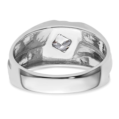 14k White Gold with Black Rhodium 1/2 Ct. Lab Grown Diamond VS/SI+ G+ Complete Satin Men's Ring