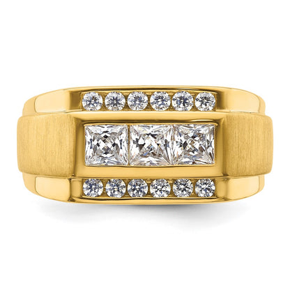 14k Yellow Gold  1 1/8 Ct. Lab Grown Diamond VS/SI+ G+ Complete Polished and Satin Men's Ring