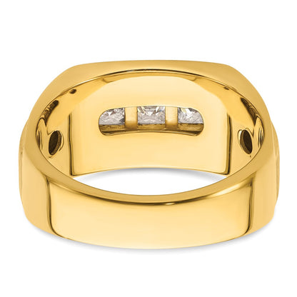 14k Yellow Gold  1 1/8 Ct. Lab Grown Diamond VS/SI+ G+ Complete Polished and Satin Men's Ring