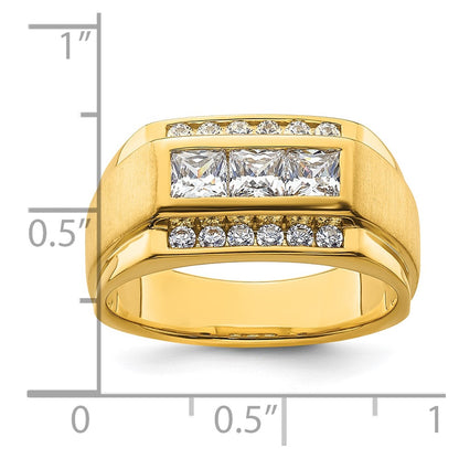 14k Yellow Gold  1 1/8 Ct. Lab Grown Diamond VS/SI+ G+ Complete Polished and Satin Men's Ring