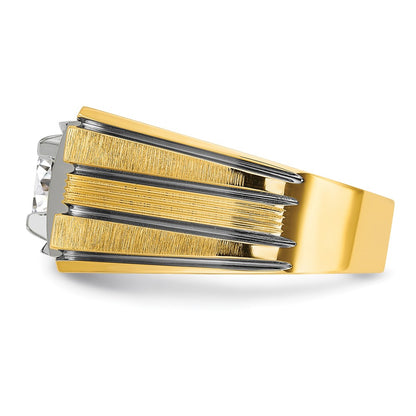 14k Two-tone  Two Tone with Black Rhodium 1 Ct. Lab Grown Diamond VS/SI+ G+ Complete Polished and Satin Men's Ring