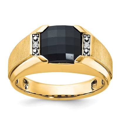 10K Yellow Gold Ibgoodman Men'S Polished And Satin Gemstone Ring Mounting