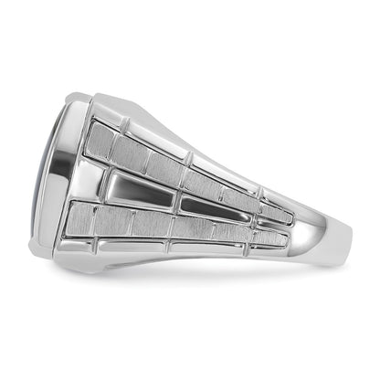 14k White Gold Men's Polished and Satin Onyx Complete Ring
