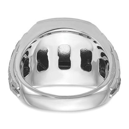 14k White Gold Men's Polished and Satin Onyx Complete Ring