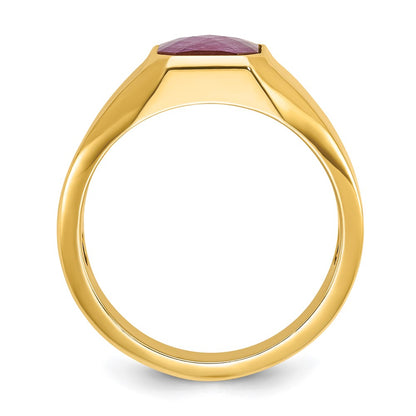 14k Yellow Gold Men's Ruby Doublet Stone Complete Ring