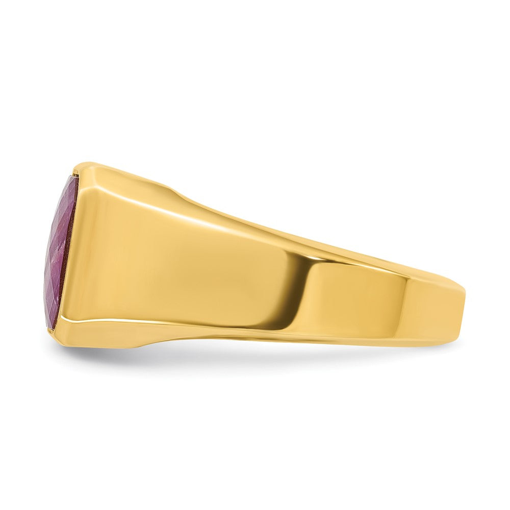 14k Yellow Gold Men's Ruby Doublet Stone Complete Ring