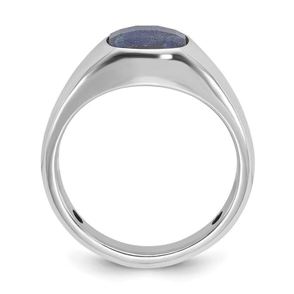 10K White Gold Ibgoodman Men'S Sapphire Doublet Stone Complete Ring