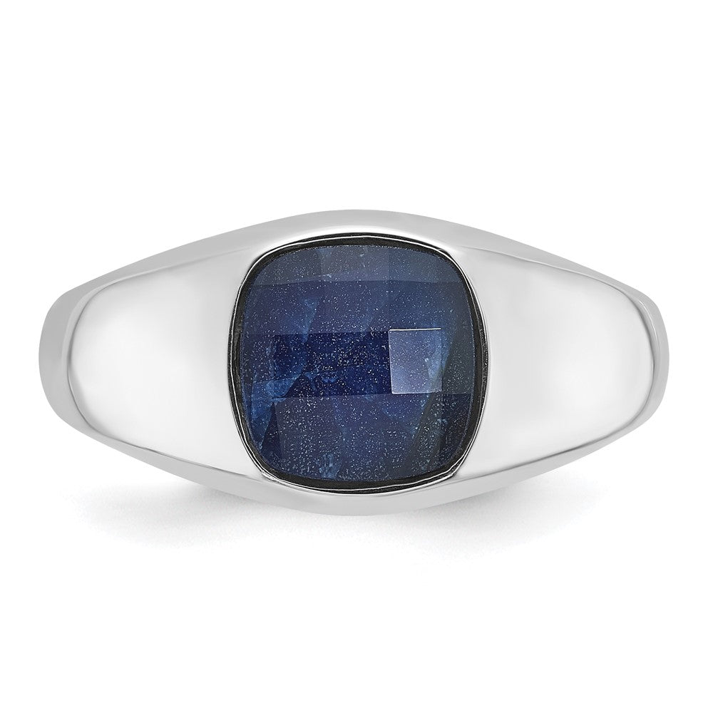 10K White Gold Ibgoodman Men'S Sapphire Doublet Stone Complete Ring