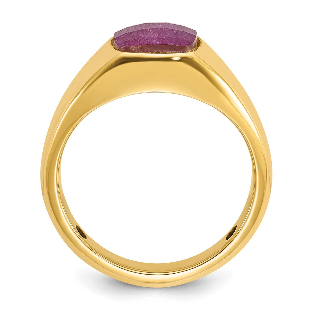 14k Yellow Gold Men's Ruby Doublet Stone Complete Ring