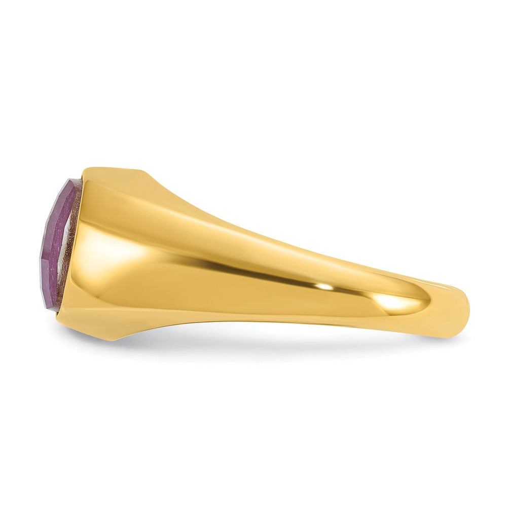 14k Yellow Gold Men's Ruby Doublet Stone Complete Ring