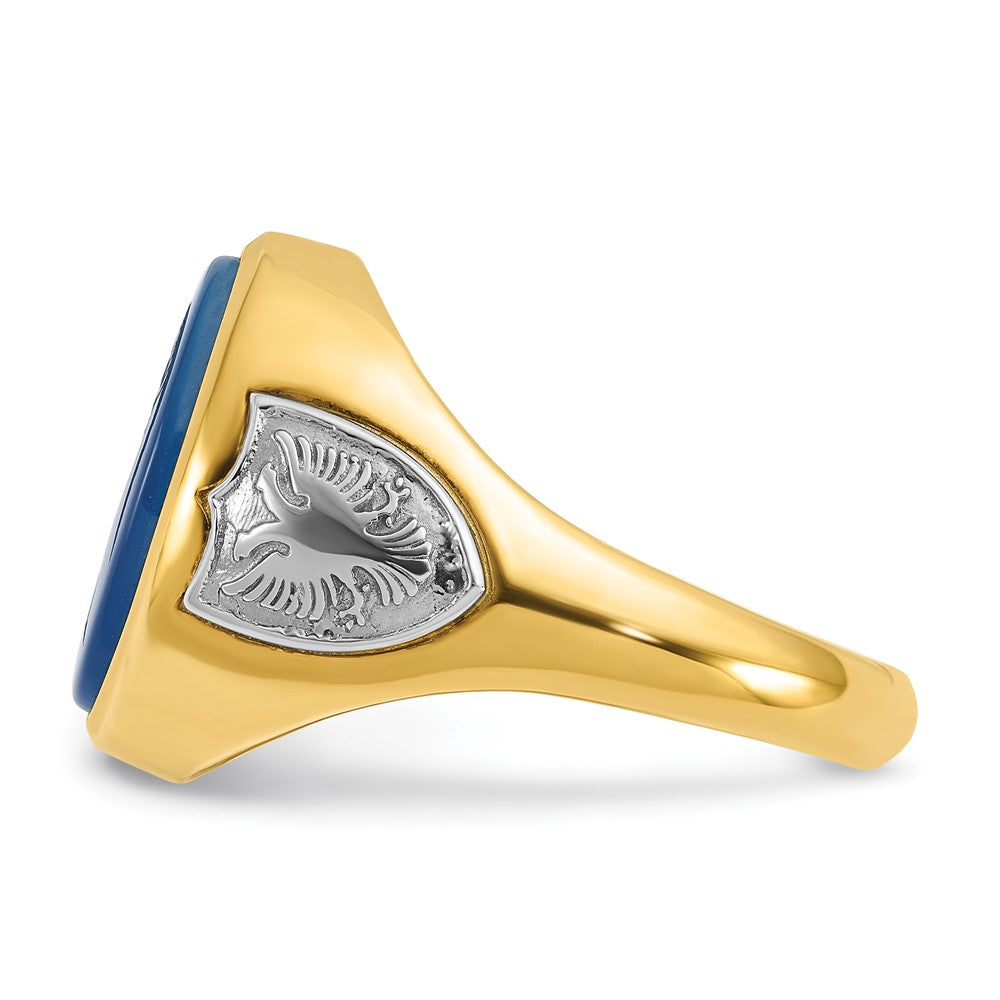 14k Two-tone Gold Men's Blue Agate Complete Ring