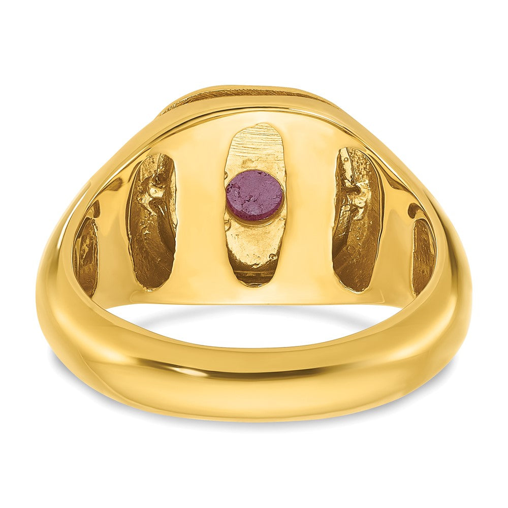 14k Yellow Gold Men's Ruby Doublet Stone and 1/5 carat Diamond Complete Ring