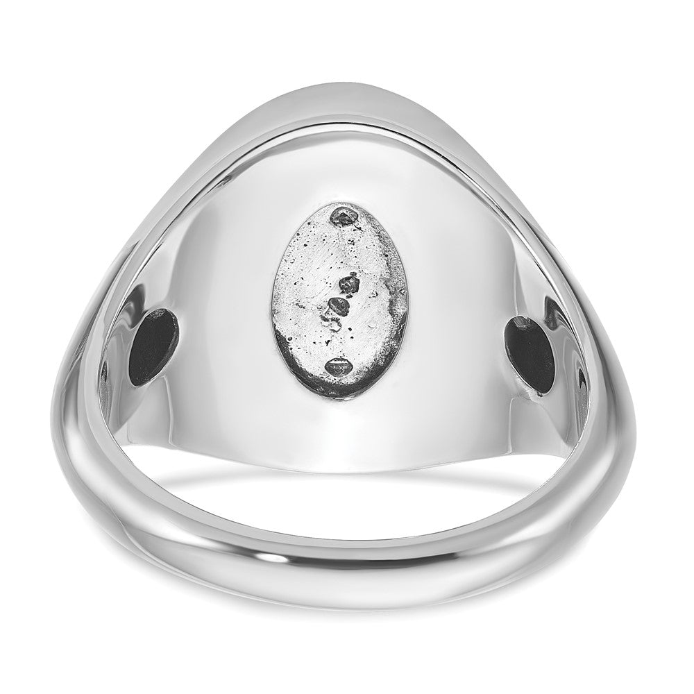 14k White Gold Men's Oval Ruby Doublet Stone and 1/15 carat Diamond Complete Ring