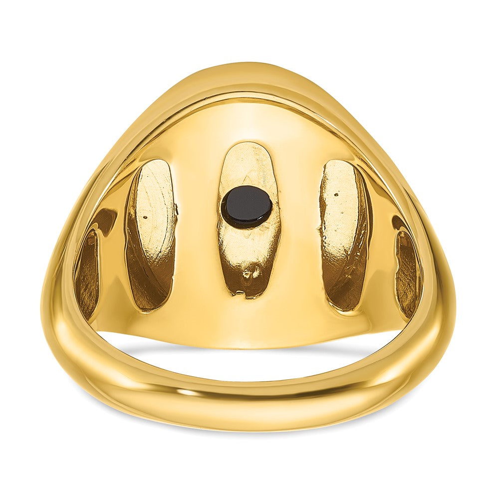 14k Yellow Gold Men's Oval Onyx and 1/15 carat Diamond Complete Ring