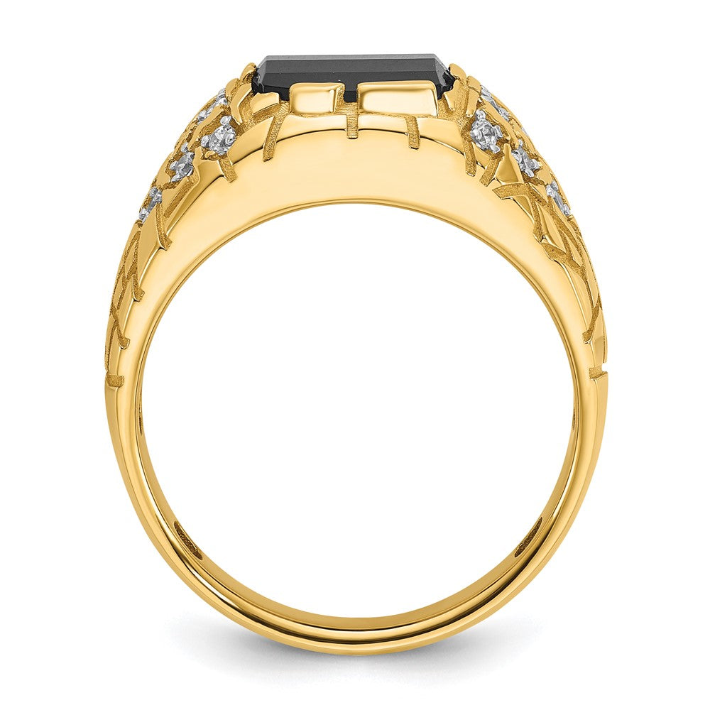 14k Yellow Gold 1/4 Ct. Lab Grown Diamond VS/SI+ G+ and Onyx Nugget Men's Ring