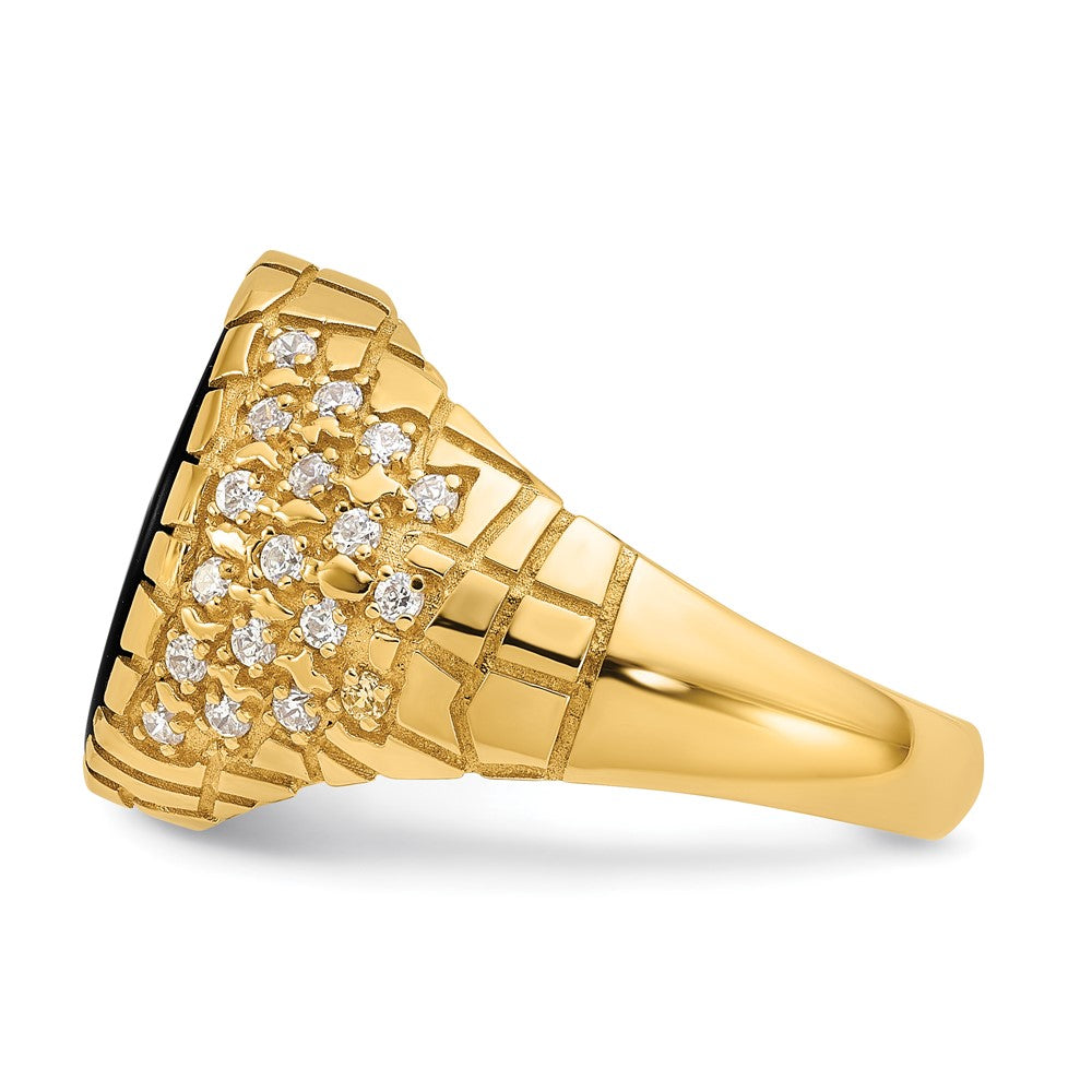 14k Yellow Gold Men's Onyx and 1/2 carat Diamond Nugget Complete Ring