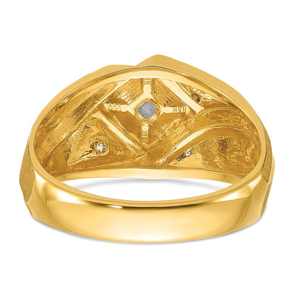 14k Two-Tone  Men's Satin Lab Grown VS/SI FGH Dia Complete Ring