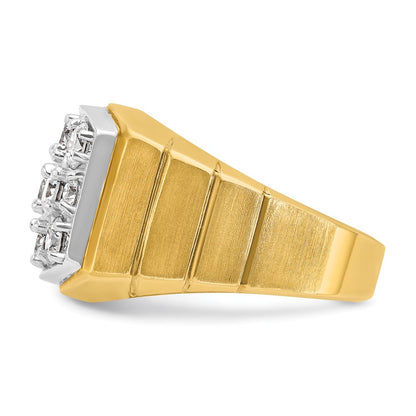 14k Two-tone Gold Men's Polished and Satin 3 carat Diamond Complete Ring