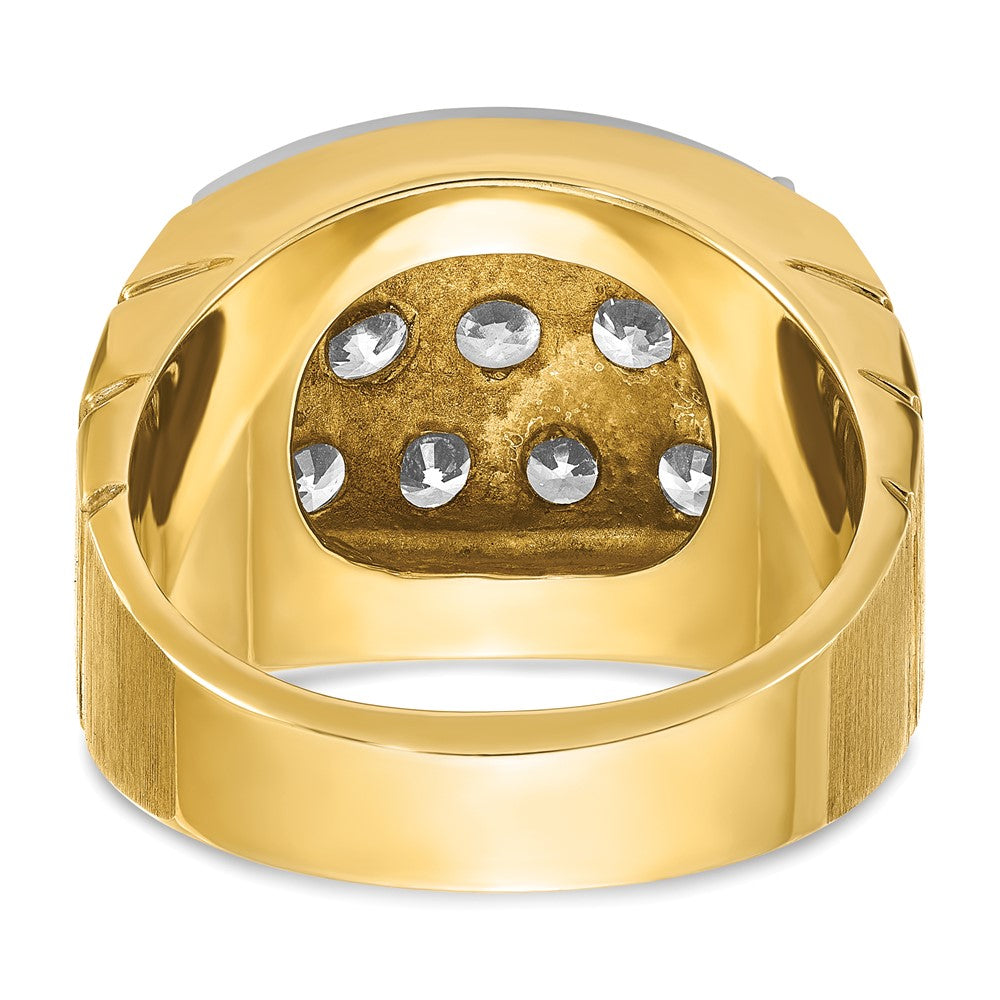 14k Two-tone Gold Men's Polished and Satin 3 carat Diamond Complete Ring