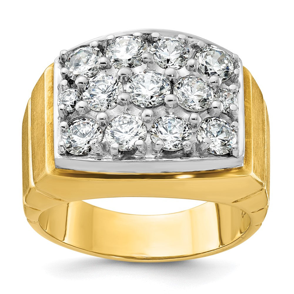 14k Two-tone Gold Men's Polished and Satin 3 carat Diamond Complete Ring