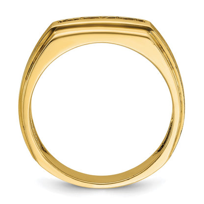 14k Yellow Gold Men's Polished and Satin 1/4 carat Diamond Complete Ring