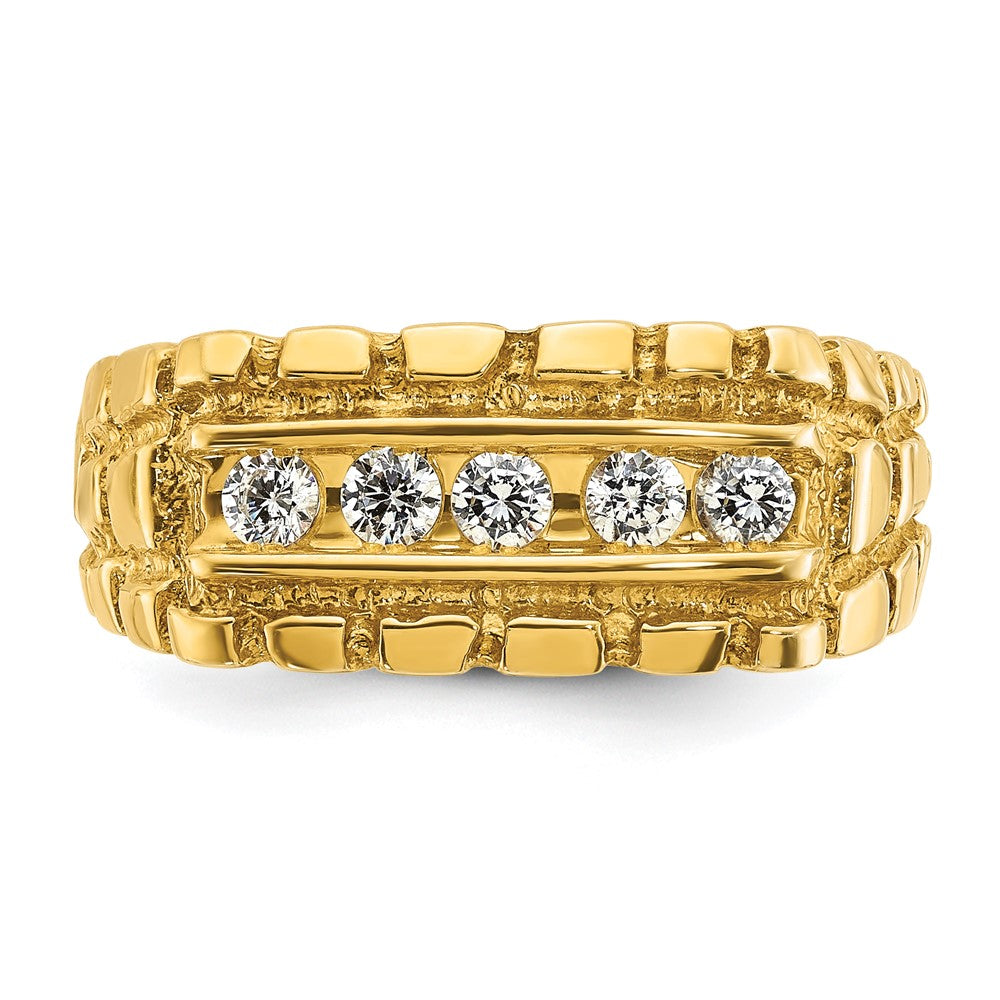 14k Yellow Gold Men's 1/3 carat Diamond Nugget Complete Ring