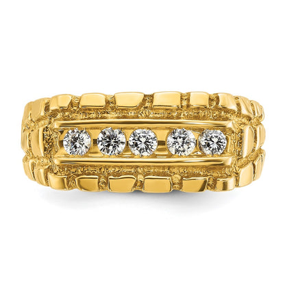 14k Yellow Gold Men's 1/3 carat Diamond Nugget Complete Ring