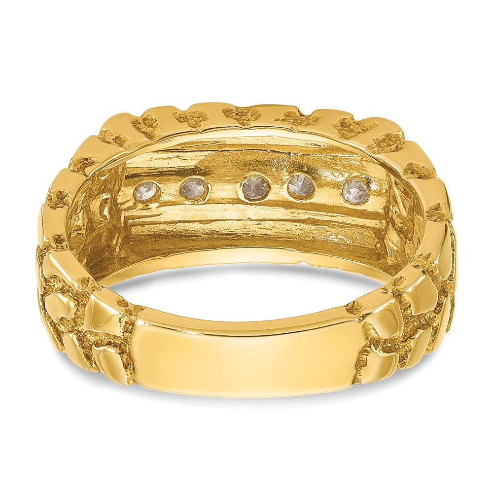 14k Yellow Gold Men's 1/3 carat Diamond Nugget Complete Ring