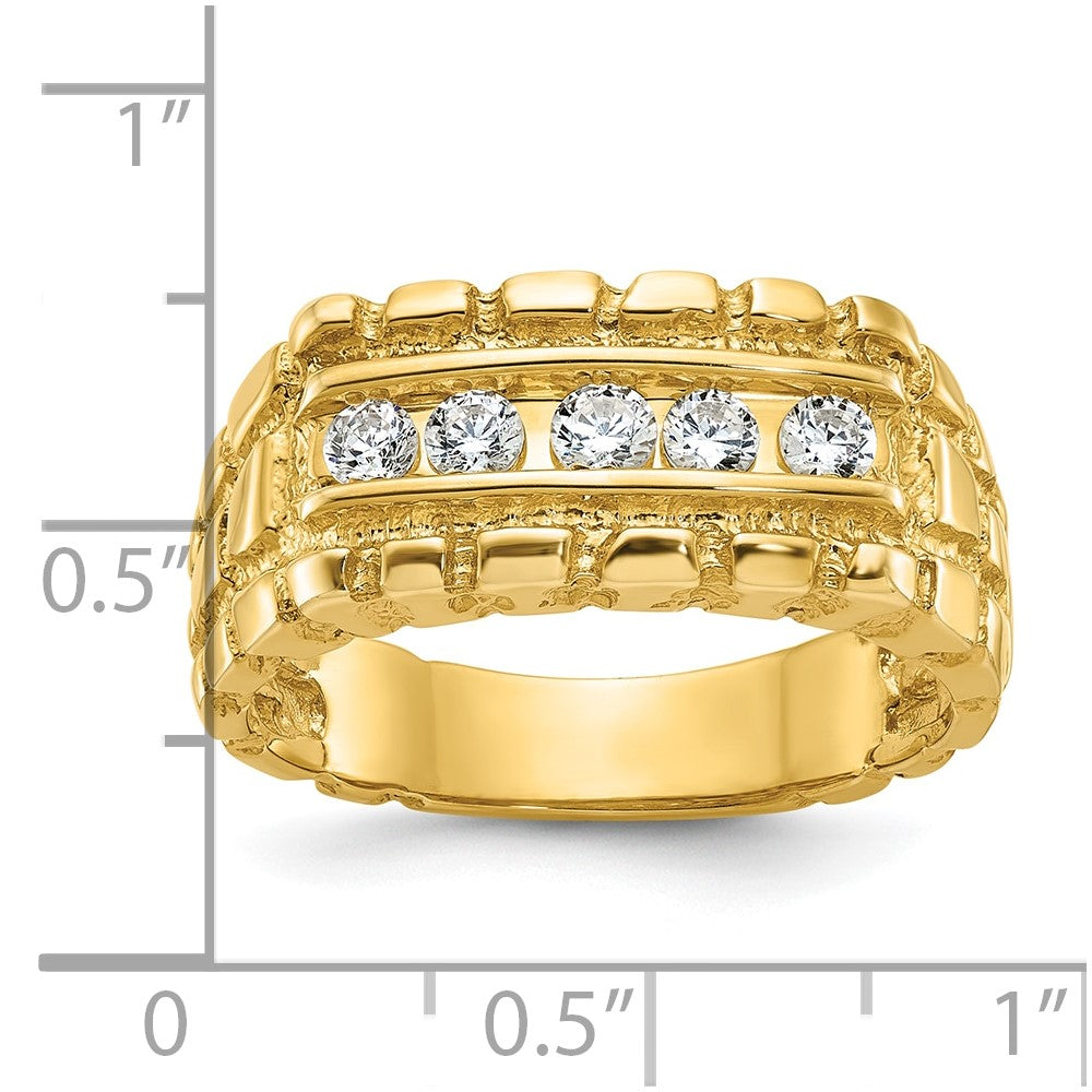 14k Yellow Gold Men's 1/3 carat Diamond Nugget Complete Ring
