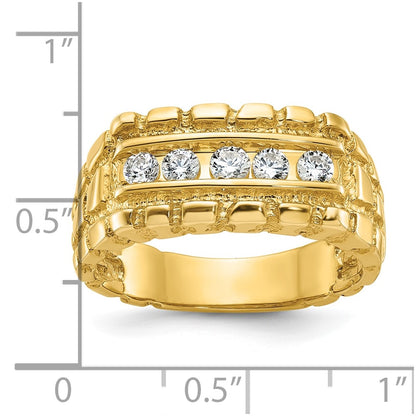 14k Yellow Gold Men's 1/3 carat Diamond Nugget Complete Ring
