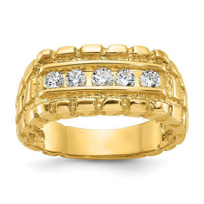 14k Yellow Gold Men's 1/3 carat Diamond Nugget Complete Ring