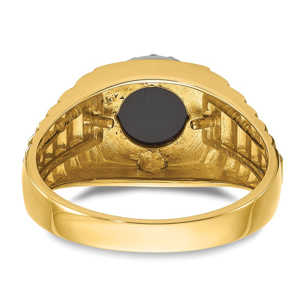14k Two-tone Gold Men's Onyx and 1/5 carat Diamond Complete Ring