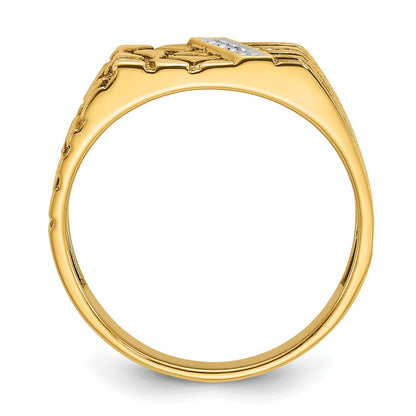 14k Yellow Gold Men's Diamond Nugget Complete Ring