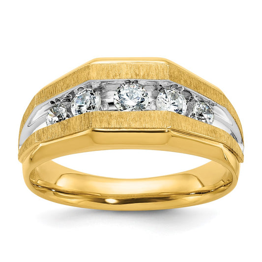 14k Yellow u0026 Rhodium Gold with Rhodium Men's 1/2 carat Diamond Complete Ring