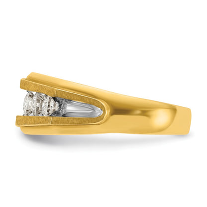14k Yellow u0026 Rhodium Gold with White Rhodium Men's 1 carat Diamond Complete Ring