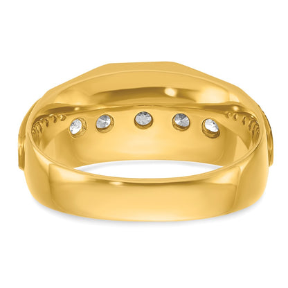 14k Yellow u0026 Rhodium Gold with White Rhodium Men's 1 carat Diamond Complete Ring